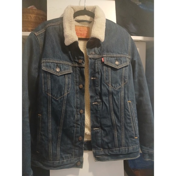 Levi's Other - Levi's Denim Sherpa Trucker Jacket Blue Mens Medium  Classic